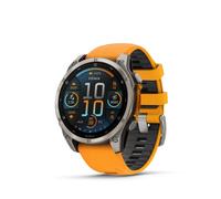Garmin fenix 8 - 47 mm, AMOLED Sapphire, Graphit/Titanium Titan mit QuickFit Silikon-Armband 22 mm in Orange