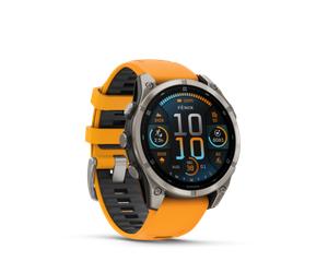 GARMIN fenix 8, 47 mm, AMOLED Sapphire, Graphit/Titanium Titan mit QuickFit-Silikon-Armband 22 mm Spark Orange/Graphit