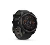 GARMIN fenix 8, 47 mm, SOLAR Sapphire, Graphit/Carbongrau Titan DLC mit QuickFit-Silikon-Armband 22 mm Schwarz/Kieselgrau