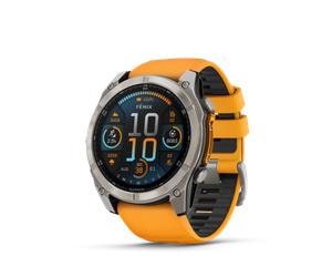 GARMIN fenix 8, 51 mm, AMOLED Sapphire, Graphit/Titanium Titan DLC mit QuickFit-Silikon-Armband 26 mm Spark Orange/Graphit