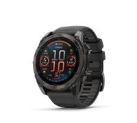 GARMIN fenix 8, 51 mm, AMOLED Sapphire, Schwarz/Carbongrau Titan DLC mit QuickFit-Silikon-Armband 26 mm