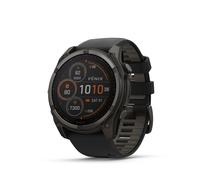 Garmin fenix 8 - 51 mm, SOLAR Sapphire, Graphit/Titan Carbongrau DLC mit QuickFit-Silikon-Armband 26 mm in Schwarz