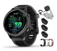 Garmin Forerunner 010-02970-00 GPS-Smartwatch, 570-42 mm, Aluminium und schwarzes Band, mit Deco Essentials 20 mm Milanaise-Band, 3 Stück, Ladestation und Silikon-Staubschutz, 3 Stück