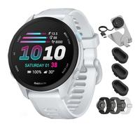 Garmin Forerunner 70, 3 cm AMOLED GPS-Laufuhr, Trainingsbereitschaft, 13-Tage-Akku, Weißstein, 010-04307-01 w/Deco Essentials 20 mm Nylonbänder, 3er-Pack, Ladestation und 3er-Pack Staubschutz