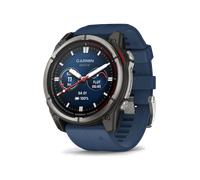 Garmin Quatix® 8 Quatix® 8 - 51 mm AMOLED Sapphire Schwarz/Titanium "Titan mit QuickFit®-Silikon-Armband 26 mm Kapitänsblau" 010-02905-91