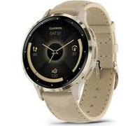 Garmin VENU® 3 VENU® 3S "French Gray/Softgold mit Schnellwechsel-Leder-Armband + Schnellwechsel-Silikon-Armband" 010-02785-55