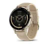 Garmin VENU® 3 VENU® 3S "French Gray/Softgold mit Schnellwechsel-Leder-Armband + Schnellwechsel-Silikon-Armband" 010-02785-55