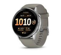 Garmin Venu 4 - 45 mm Schwarz/Silber mit Schnellwechsel-Silikon-Armband 22 mm Grau Smartwatch - 10€ sparen mit Wero