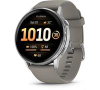 Garmin Venu® 4 (45mm) Fitness-Smartwatch mit Silikon-Armband (22mm) schwarz/silber/grau