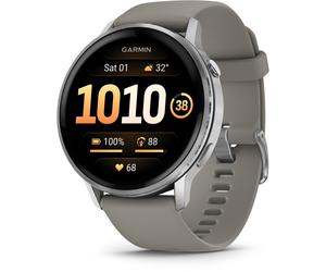 Garmin Venu 4 (45mm) mit Silikon-Armband (22mm) schwarz/silber/grau