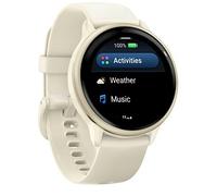 Garmin Vivoactive 6, 42 mm, GPS-Fitness-Smartwatch, Bone/Lunargold | AMOLED Display, bis zu 11 Tage Akkulaufzeit, 80+ Sport-Apps, Body Battery, Garmin Music, Garmin Pay, Silikonarmband
