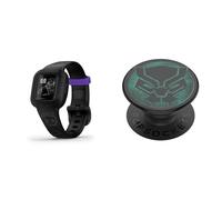 Garmin vívofit jr. 3 Marvel Black Panther - wasserdichter, Schrittzähler, großes 1,4 cm Display, Notfallkontakt, bis 1 Jahr Batterielaufzeit & PopSockets: PopGrip - Ausziehbarer Sockel und Griff