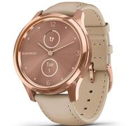 Garmin Vivomove Luxus-Smartwatch mit echten Zeigern und versteckten farbigen Touchscreens, Roségold mit hellem Sand-Lederarmband