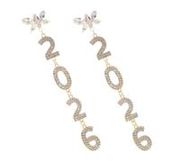 Garneck 1 Paar Glitzernde Schmetterling Ohrringe 14cm Goldfarbene Hängeohrringe mit Strasssteinen Leichter Damenschmuck für Silvester Hochzeit und Chinesisches Neujahr