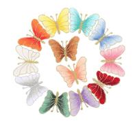 Garneck 12 Stück Bestickte Schmetterlinge Aufnäher aus Kunstseide Zarte Kleidungspatches für Jacken und Kleidung Vielseitig für Anlässe Geeignet Zufällige Farbe