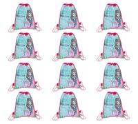 Garneck 12 Stück Kinder Kordelzugbeutel Meerjungfrau Muster Aufbewahrungsbeutel Baumwolle Rucksacktasche Für Schultasche Geburtstag Party