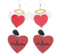 Garneck 2 Paar Herzförmige Hängeohrringe für Damen aus Leichtem Acryl Romantische Ohrhänger für Valentinstag und Party Modische Baumelohrringe