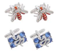 Garneck 2 Paar Schlangen Bienen Manschettenknöpfe Metall Glatte Oberfläche Für Herren Business Smokings Langlebiges Anzugs Accessoire