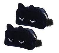 Garneck 2 Stück Katzen Design Schminktaschen aus Flockstoff mit Reißverschluss Schnell Trocknend und Leicht zu Reinigen für Täglichen Gebrauch und Reisen