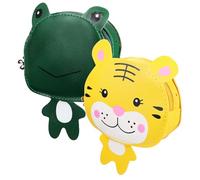 Garneck 2 Stück Mädchen Umhängetaschen mit Tiger Frosch Motiv PU Leder Kindergeldbörse mit Reißverschluss Süße Schultertasche für Kleinkinder und Vorschulkinder