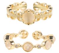 Garneck 2 Stück Offene Zirkonringe für Frauen Verstellbare Fingerringe aus Natürlichem Material Dekorativer Damen Schmuck Feine Handwerkskunst Modisches Design