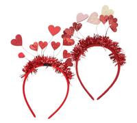 Garneck 2 Stück Valentinstag Herz Haarreif Damen Party Kopfschmuck Rotes Pinkes Design Foto Requisite Romantische Stirnbänder für Erwachsene