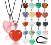 Garneck 20 Stück Herz Anhänger Set, 10 × 16 mm + 10 × 20 mm Stein | mit 20 Lederbändern, DIY Schmuck Anhänger für Halsketten und Basteln