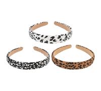 Garneck 3 Stück Damen Leoparden Stirnband und Zebramuster Haarreifen aus Stoff Retro Design Rutschfest Modisch für Alltag und Besondere Anlässe