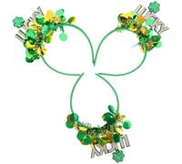 Garneck 3 Stück Grünes Stirnband mit Kleeblattmotiv für Festival und Events Kunststoff und Metall Festlicher Haarschmuck mit Gutem Glückssymbol für St Patrick's Day