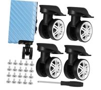 Garneck 4 Stück Kofferrollen Aus Robustem TPE Pp Schwenkbare Ersatzrollen Mit 360° Drehung Reparaturset Mit Schrauben Und Schraubendreher Für Gepäck