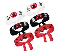 Garneck 6 Stück pack Japanische Stirnbänder aus Polyester Atmungsaktiv und Größenverstellbar Geeignet für Sushi Party und Karate Modisches und Unverwechselbares Design
