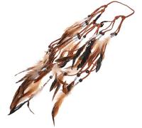 Garneck Boho Feder Haarband Damen Kopfschmuck mit Holzperlen Handgefertigt Bequemer Sitz Festival Zubehör für Party und Tanz im Ethnischen Stil