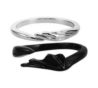 Garneck Engel Teufel Paarringe 2 Stück Verstellbare Ringe mit Flügel Offene Ringe Schwarz Silber Langlebiges Material Symbol der Liebe