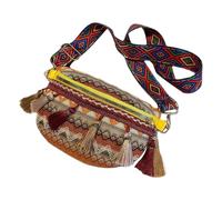 Garneck Ethnische Damen Umhängetasche Kleine Leichte Polyester Tasche mit Verstellbarem Gürtel für Wandern und Laufen im Retro Stil