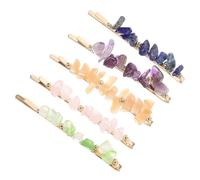 Garneck Haarspangen mit Natürlichen Kristallsteinen aus Legierung 5 Stück pack Bunte Haarklammern Modische Haaraccessoires für Frauen für Festival und Weihnachten