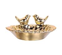 Garneck Keramik Schmuckablage Goldfarbig Dekoratives Schmucktablett mit Vogelmotiv Edles Schmuckaufbewahrungs Präsentationsschale für Ringe Armbänder Ohrringe Elegantes Deko tablett für