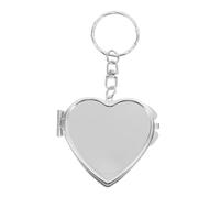 Garneck Kleiner Round Mirror Keychain Doppel Seite Faltbar Kosmetikspiegel Schlüsselanhänger Silber Herzform Für Handtaschen Reisen Geschenke