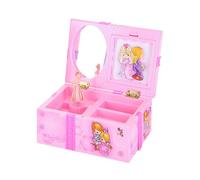 Garneck Musik Schmuckkästchen aus Kunststoff Tragbarer Schmuckkoffer mit Tanzendem Mädchen Motiv Kleines Schmuckkästchen für Frauen und Mädchen Aufbewahrungskoffer für Ringe und