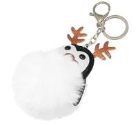 Garneck Pom Pom Geweih Pinguin Schlüsselanhänger aus Plüsch Weiß Kleiner Taschenanhänger für Handtasche Autoschlüssel und Geschenk