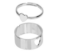 Garneck Verstellbarer Hautfreundlich für Paare aus Kupfer Offenen Herzring Silberfarbener Statement Ring für Hochzeit oder Urlaub