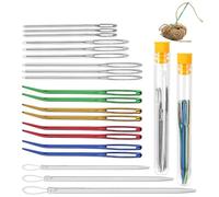 Garnnadel-Set, 20 Stück Stopfnadel Set, Farbige Gebogene Spitze mit Großen Augen, Stumpfe Nadeln Stricknadeln Set, Edelstahl Garnstricknadeln Nähnadeln, Gobelinnadeln für Garn, zum Stricken Häkeln
