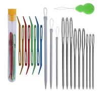 Garnnadel-Set, 20 Stück Stopfnadel Set Stumpfe Nadeln mit Großen Augen Wollnadel Zum Vernähen Edelstahl Garnstricknadeln Nähnadeln 3 Größen Gebogene Spitze zum Stricken, mit 1 Kürbisnadeleinfädler