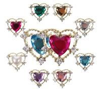 GAROZATION 10 Stück Herzförmige Nagel Strasssteine aus Zinklegierung und Acryl für Selbstgemacht Maniküre Zubehör Glänzende Nagel Deko für Zuhause und Alltag Zufällige Farbe