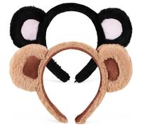GAROZATION 2 Stück Niedliches Bärenohren Stirnband aus Flauschigem Plüsch Robustes Animal Ears Haarreifen für Erwachsene Vielseitig für Kosmetik Cosplay Gesichtsreinigung und Themenpartys