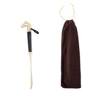 GAROZATION 2 Stück Schuhanzieher mit Langem Holzgriff Metallischer Schuhlöffel mit Pferdeförmiger Spitze Schuhhilfe für Senioren und Menschen mit Bewegungseinschränkung Inkl Zufällige Farbe