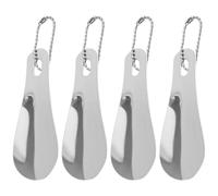 GAROZATION 4 Stück pack Schuhlöffel 60cm Metall aus Edelstahl mit Schlüsselanhänger Minimalistischer Reiseschuhlöffel für Senioren Einfacher Transport und Praktisches Design
