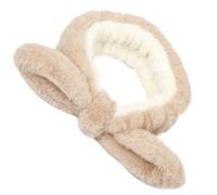 GAROZATION Flauschiges Haarband in Beige aus Gewebe mit Hasenohren Kreativer und Zuverlässiger Haarreif für Damen zum Gesicht Waschen und Duschen