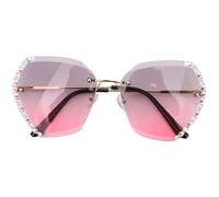 GAROZATION Rahmenlose Damen Sonnenbrille mit Kristallsteinen Kleine Modische Partybrille Uv-schutz Leichtes Design Kreative und Elegante Eyewear für Outdoor und Alltag