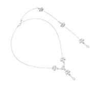 GAROZATION Schlichte Damen Rücken Halskette Silber mit Kristallanhänger Brautschmuck für Hochzeit Party