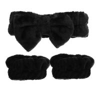 GAROZATION Schwarze Gesichtsreinigungs Stirnbänder aus Stoff mit Breitem Band zum Haare Zurückhalten und Make Up Waschen für Damen 3 Stück Modisch und Praktisch